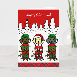 Christmas Three Lab Puppies Holiday Card