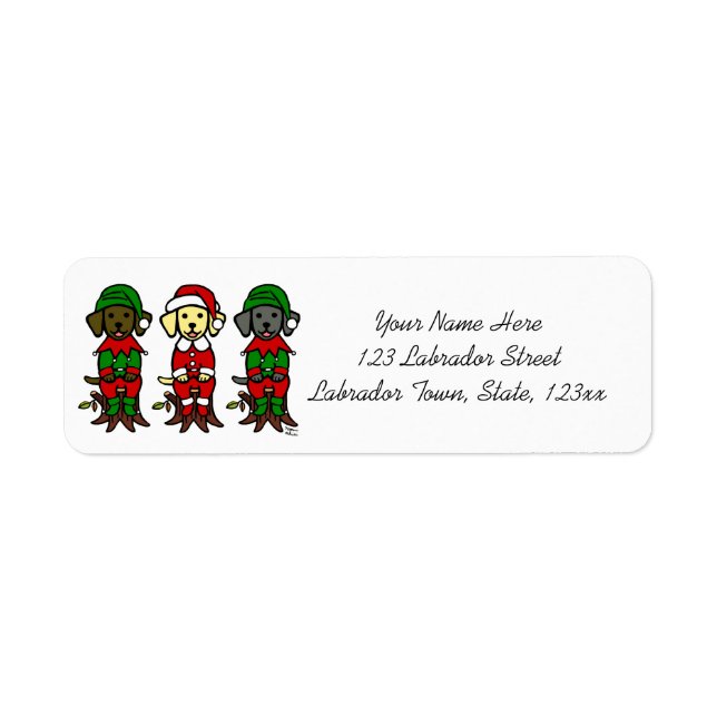Christmas Three Lab Puppies Return Address Label (Front)