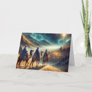 Christmas Three Wisemen Following a Star Card