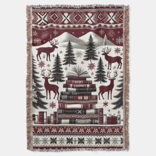 Christmas Throw Blanket, Nordic Holiday Book Throw Blanket