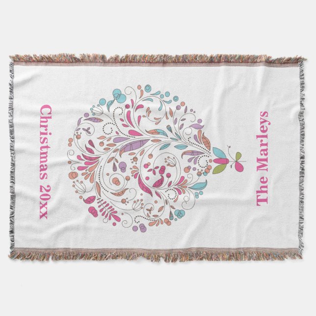 Christmas Throw, Christmas Ornament Throw Blanket (Front)