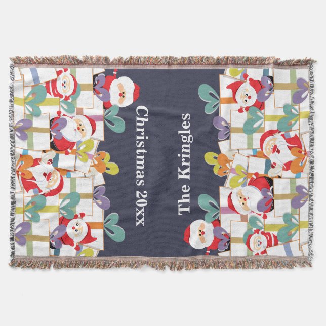 Christmas Throw, Fun Santa's Throw Blanket (Front)