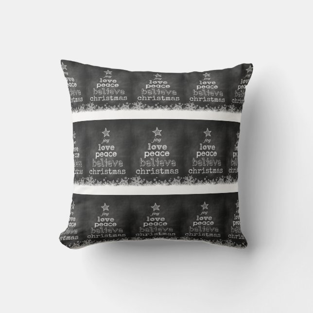 Christmas Throw Pillow/Chalkboard Art Cushion (Front)