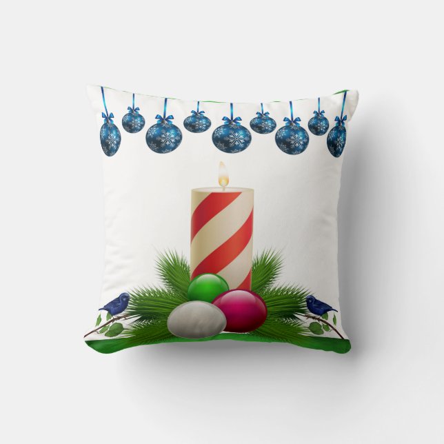 Christmas Throw Pillow, Christmas Candle Cushion (Front)
