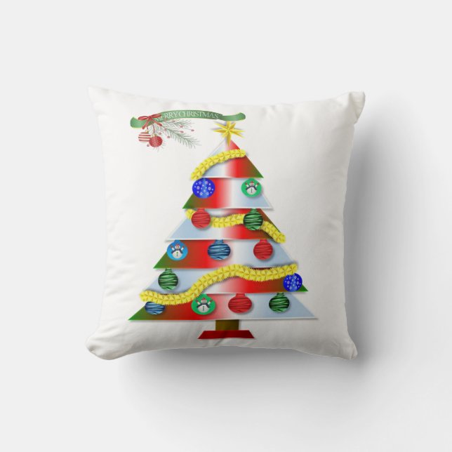 Christmas Throw Pillow, Christmas Tree Cushion (Front)