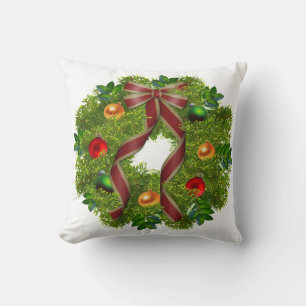 Christmas Throw Pillow/Christmas Wreath Cushion