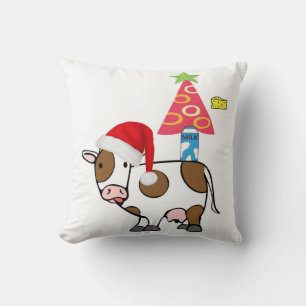 Christmas Throw Pillow, Cow Country Cheese Milk Cushion