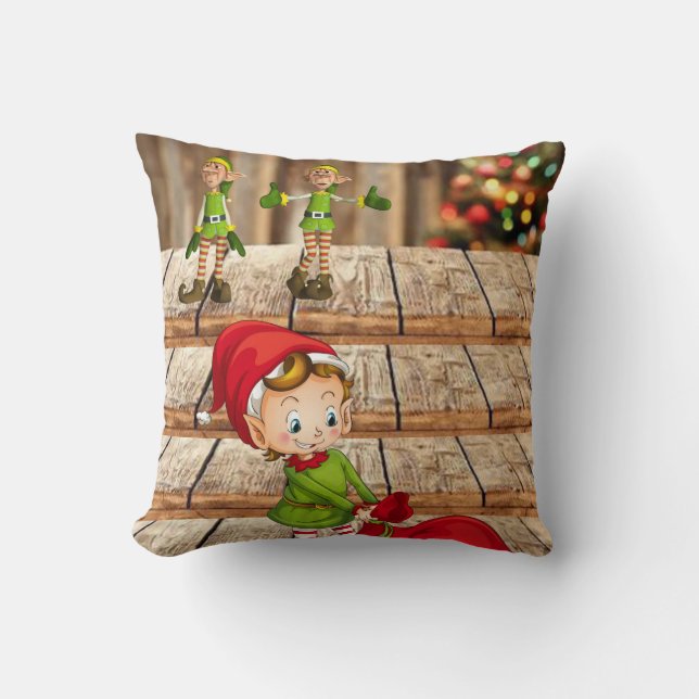 Christmas Throw Pillow, Elf Cushion (Front)