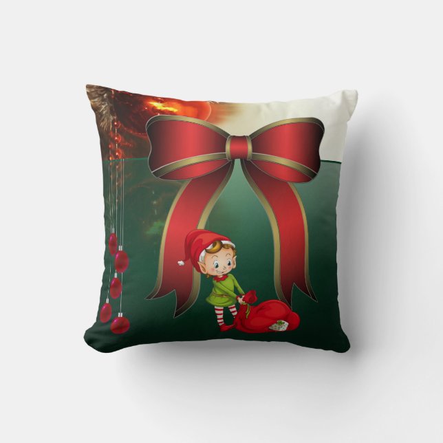 Christmas Throw Pillow, Elf Cushion (Front)