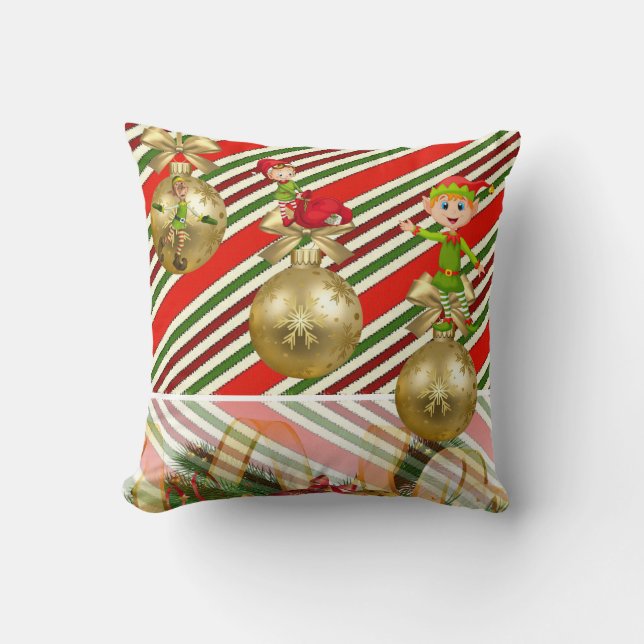 Christmas Throw Pillow, Elf Cushion (Front)