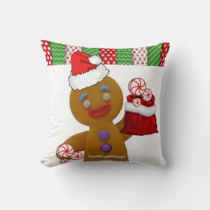 Christmas Throw Pillow, Gingerbread man Cushion