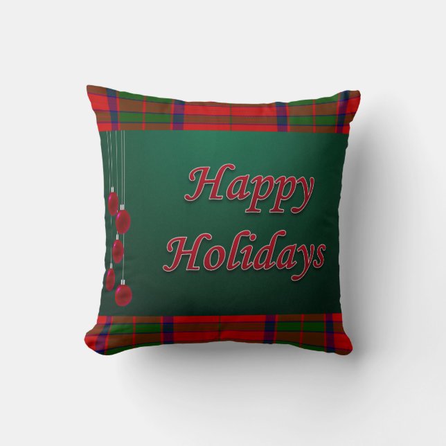 Christmas Throw Pillow, Happy Holidays Cushion (Front)
