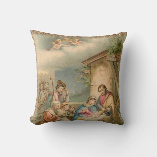 Christmas Throw Pillow, Jesus Christ Cushion (Front)