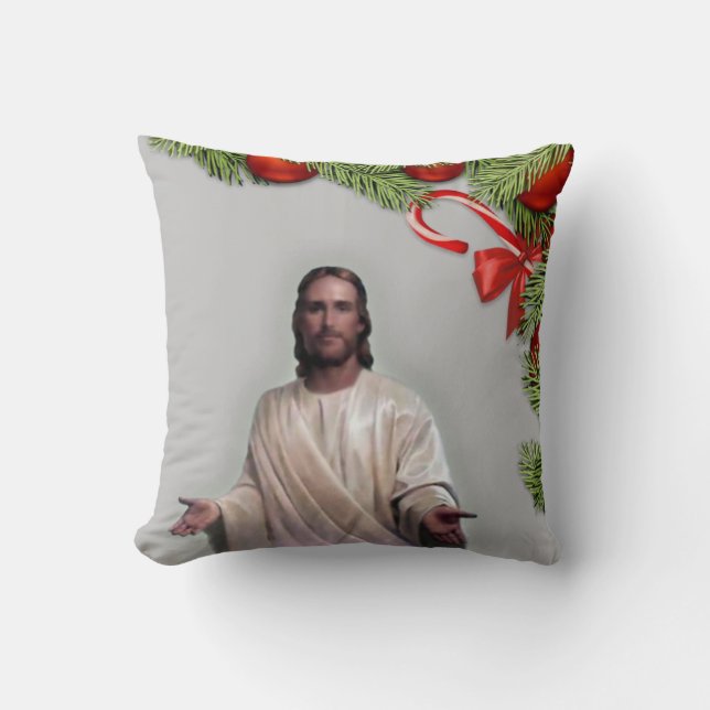Christmas Throw Pillow, Jesus Christ Cushion (Front)