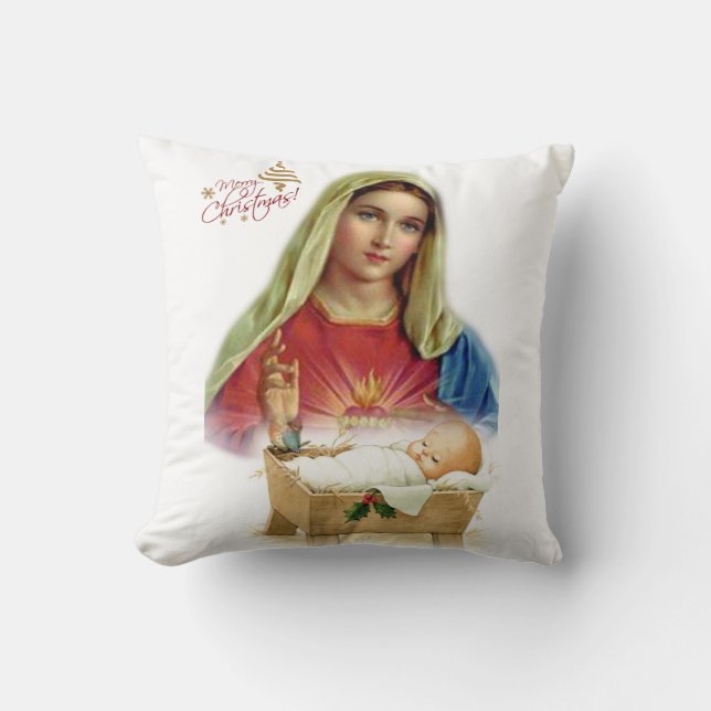 Christmas Throw Pillow, Jesus Christ Cushion (Front)