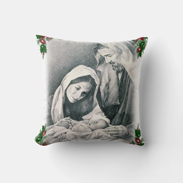 Christmas Throw Pillow, Jesus Christ Cushion (Front)