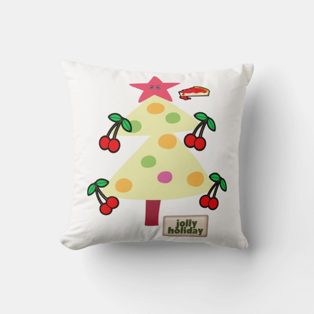 Christmas Throw Pillow, Jolly Holiday  Cushion (Front)