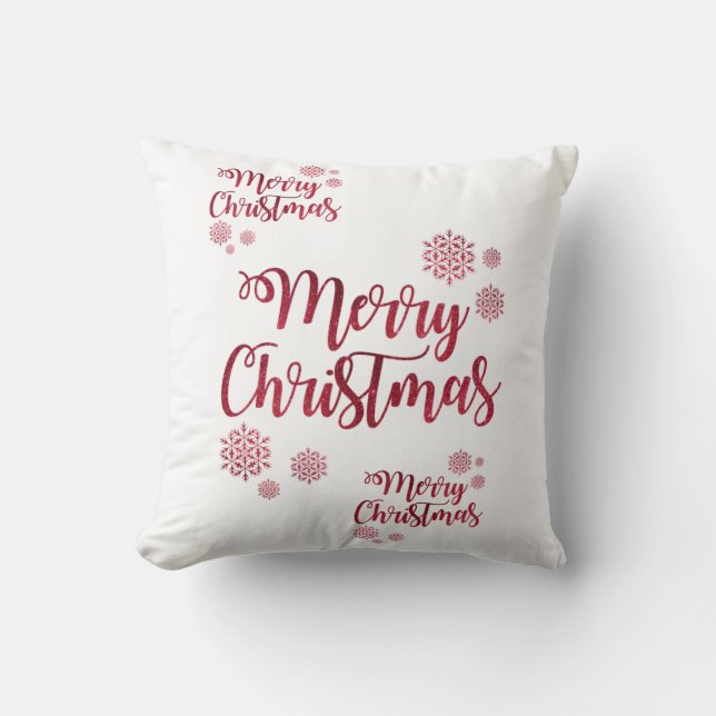 Christmas Throw Pillow, Merry Christmas Cushion (Front)