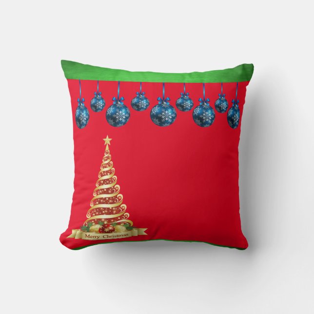 Christmas Throw Pillow, Merry Christmas Cushion (Front)