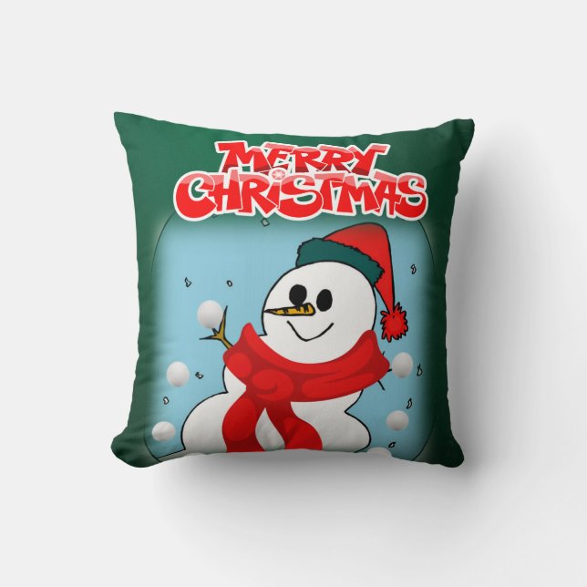 Christmas Throw Pillow, Merry Christmas Cushion (Front)