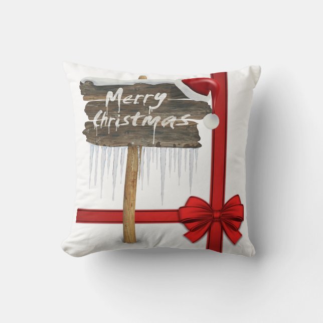 Christmas Throw Pillow, Merry Christmas Cushion (Front)