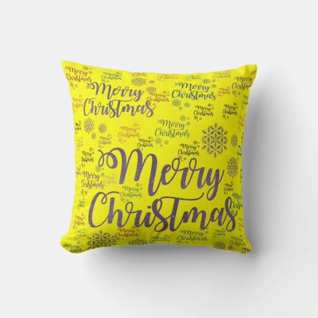 Christmas Throw Pillow, Merry Christmas Cushion (Front)