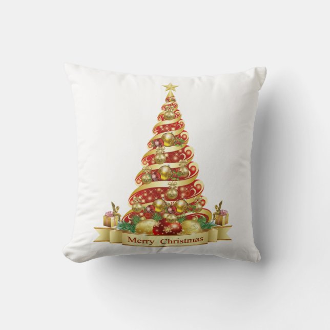 Christmas Throw Pillow, Merry Christmas Cushion (Front)
