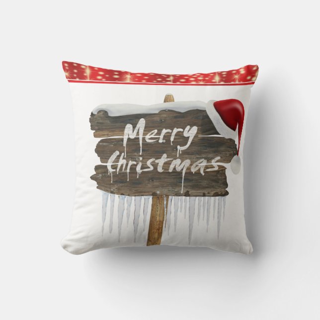 Christmas Throw Pillow, Merry Christmas Cushion (Front)