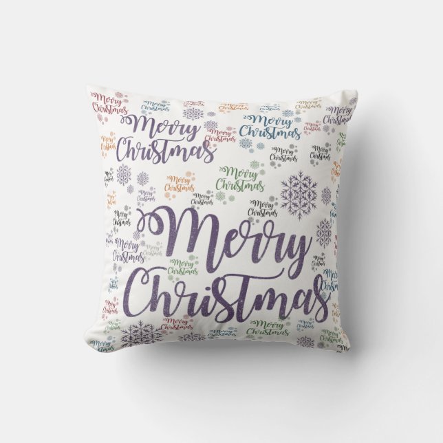Christmas Throw Pillow, Merry Christmas Cushion (Front)