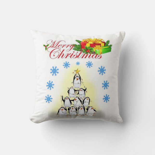 Christmas Throw Pillow, Merry Christmas Cushion (Front)