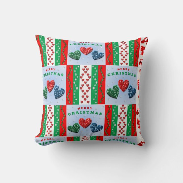 Christmas Throw Pillow, Merry Christmas Cushion (Front)