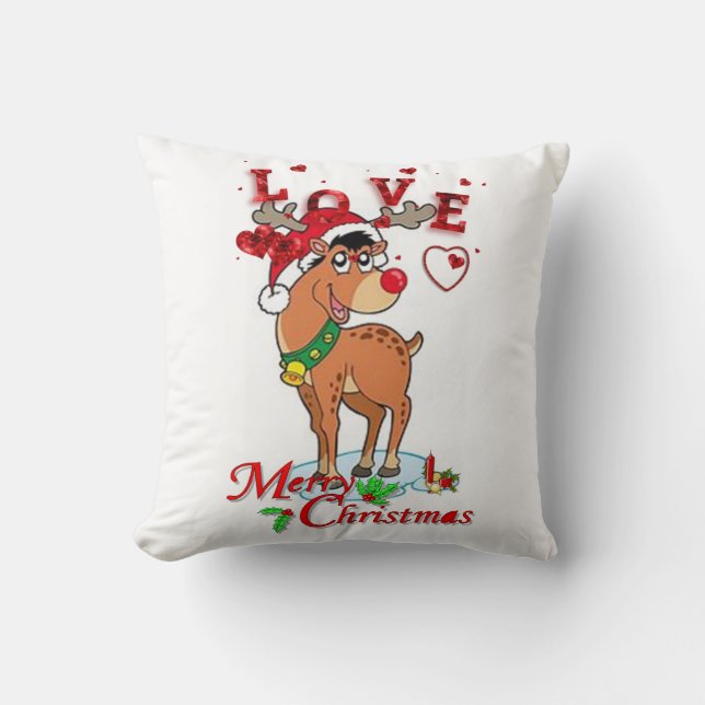 Christmas Throw Pillow, Merry Christmas Cushion (Front)