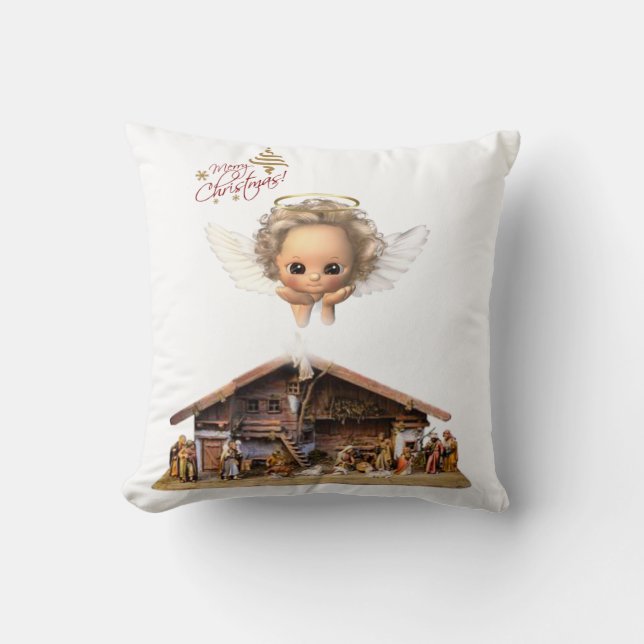 Christmas Throw Pillow, Merry Christmas Cushion (Front)