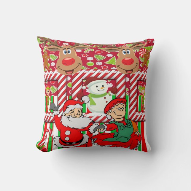 Christmas Throw Pillow, Mrs. Claus Santa Cushion (Front)