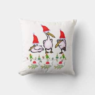 Christmas Throw Pillow, Pelican Fish Cushion