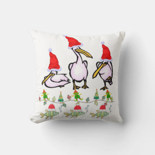 Christmas Throw Pillow, Pelican Fish Cushion
