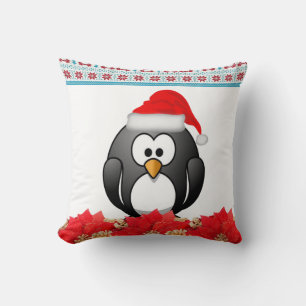 Christmas Throw Pillow, Penguin Cushion