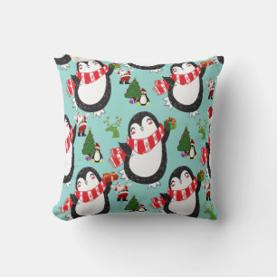 Christmas Throw Pillow, Penguin Cushion