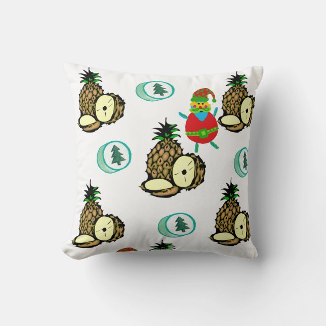 Christmas Throw Pillow, Penguin Santa Coconuts  Cushion (Front)
