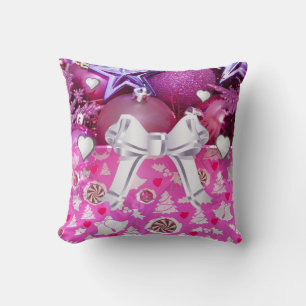 Christmas Throw Pillow, Pink Cushion
