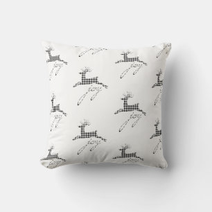 Christmas Throw Pillow-Plaid Joy Reindeer Cushion