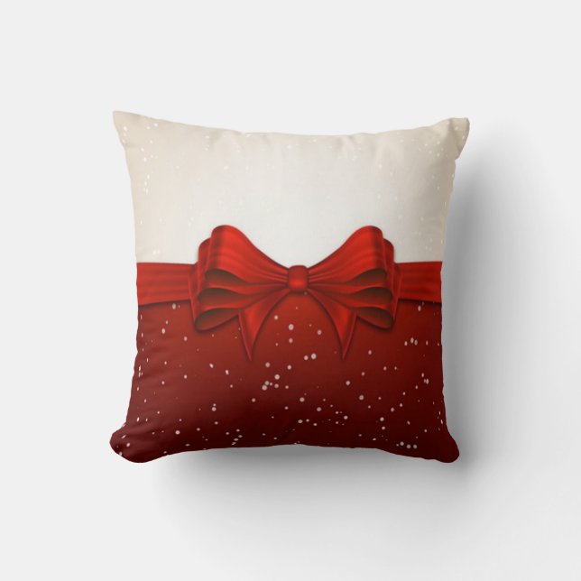 Christmas Throw Pillow/Red Ribbon Cushion (Front)