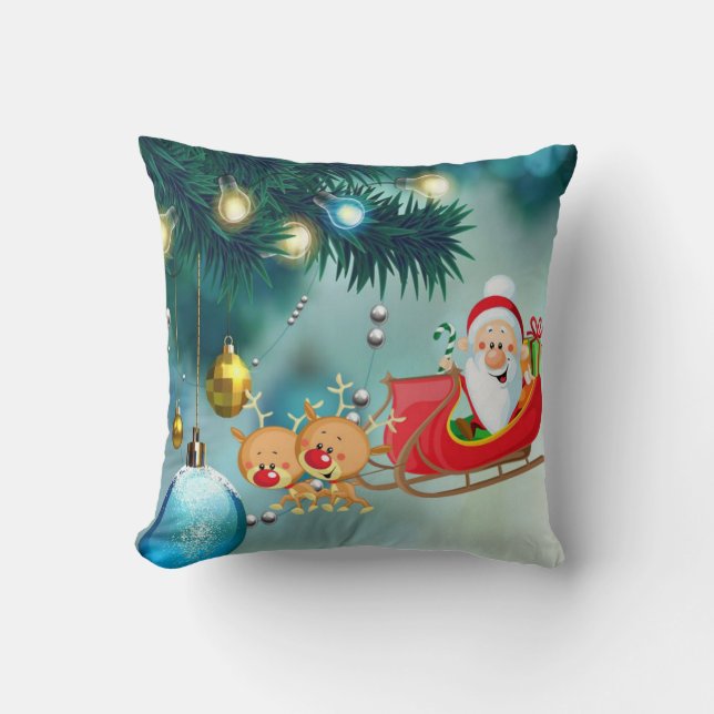 Christmas Throw Pillow, Santa Cushion (Front)