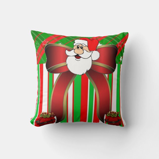 Christmas Throw Pillow, Santa Stripe Cushion (Front)