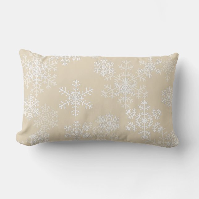 Christmas Throw Pillow-Snowflakes Lumbar Cushion (Front)