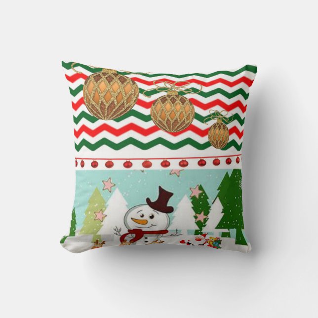 Christmas Throw Pillow Snowman (Front)