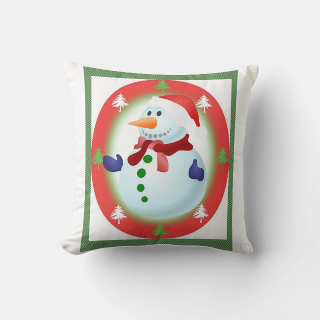 Christmas Throw Pillow Snowman (Front)