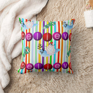 Christmas Throw Pillow, Snowman Believe Cushion