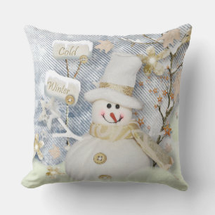 Christmas Throw Pillow/Snowman Cushion
