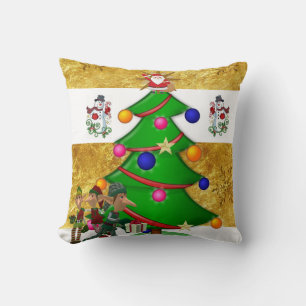 Christmas Throw Pillow, Snowman Santa Cushion